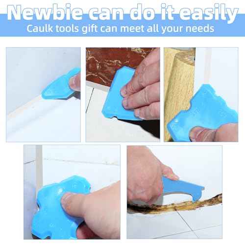 Caulk Gun Kit Smooths No-drip Silicone Caulking Gun and Caulking Tools, Sealant Tools Grout Scraper For Kitchen Bathroom Sink Joint,With Gift Box Works 10OZ Tubes blue