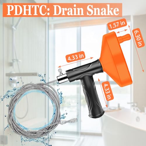 Launary 33 Feet Drain Snake Auger - Heavy Duty Plumbing Clog Remover Tool