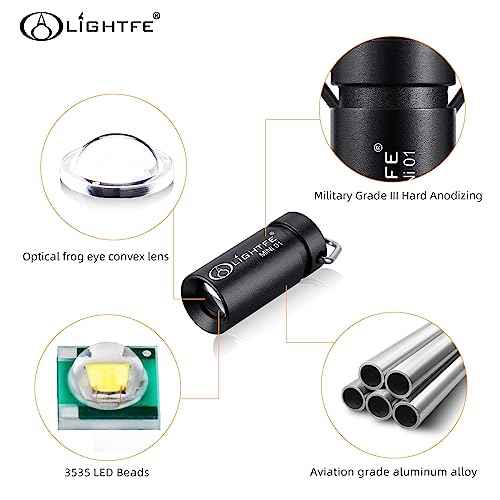 LIGHTFE MINI01 Keychain Flashlight Mini Keychain Light is Light, Small, and Bright (Mini01 Black)