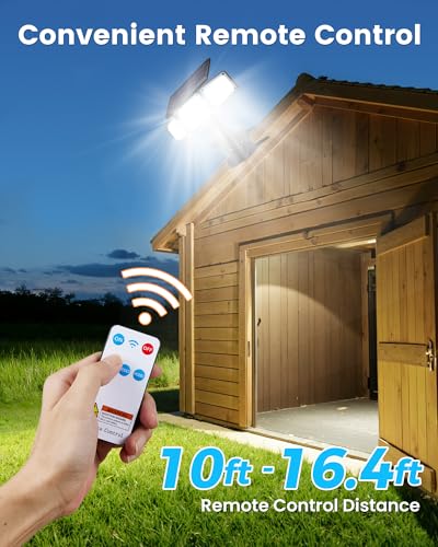 LUHLEE 2-Pack Clip-On Solar Flood Lights with Motion Sensor, 3000mAh Battery, Remote Control
