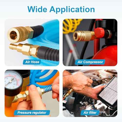 14 Pcs Air Hose Fittings 1/4 Inch NPT, Air Tool Fittings Air Compressor Fittings Quick Connect, Premium Brass Air Coupler And Plug Kit RNSXYAT