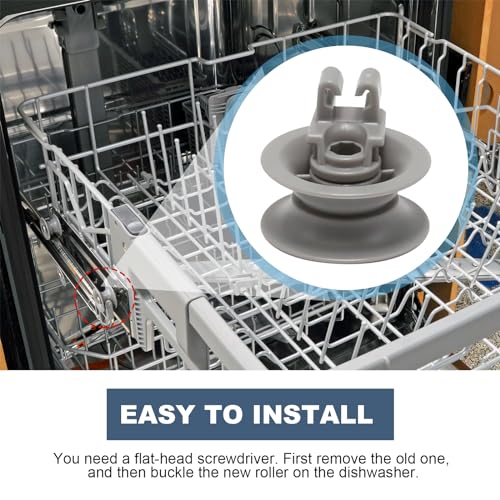Aynaxcol 8Pcs Upper Rack Wheel Assembly for Bosch Dishrack - Model 611475 Replacement, Grey, Upper Variation