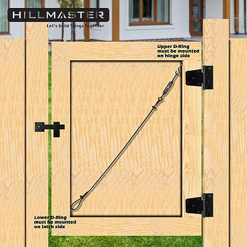 HILLMASTER 1 Pack Black Anti-Sag Fence Gate Support Cable Kit for Wooden Fence