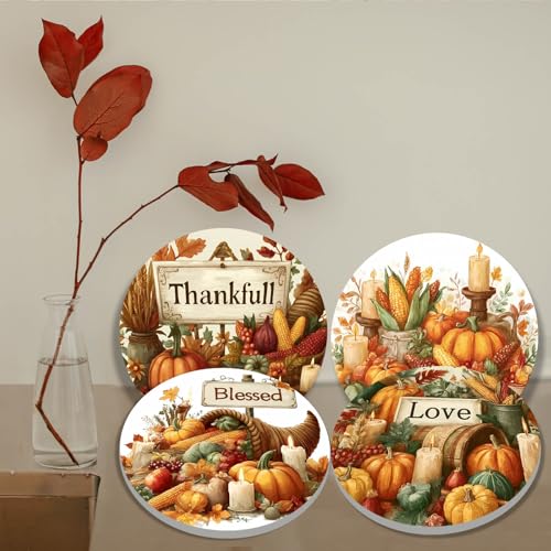TUMOVO Fall Harvest 8/10 Inch Boho Floral Burner Covers - 4 Pcs, 2x8, 2x10 in, Includes 42 Artwork (Variation: 10Wx10H)