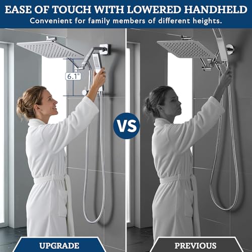 G-Promise 6-Inch All Metal Shower Diverter with Low Handheld Holder - Chrome, Model Lower 6 Inch