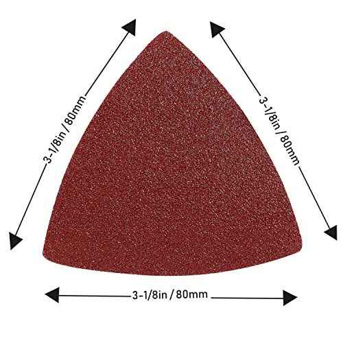 Triangle Oscillating Multi Tool Sanding Pads, 60Pcs 3-1/8 Inch Oscillating tool sandpaper for Triangle Multitool Sanding pads assorted 40/60/80/120/180/240 Grits