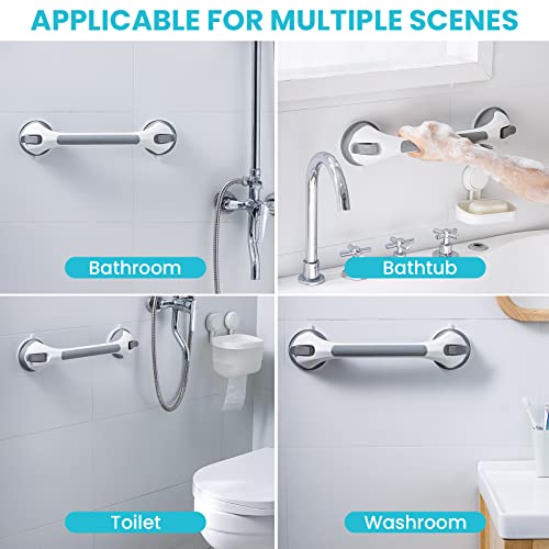 TAILI 16.8-Inch Suction Shower Grab Bars for Elderly, 2 Pack, Grey