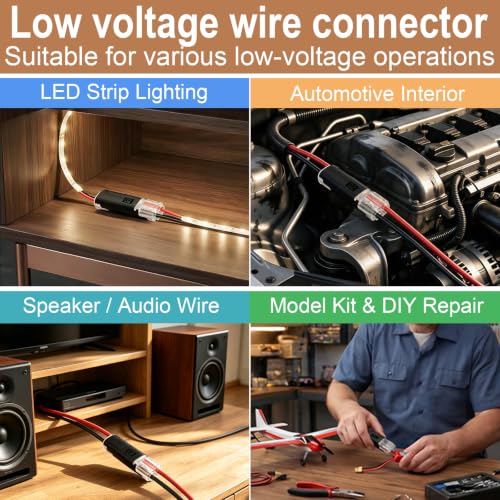 OUPUTUO Double Wire Low Voltage Connectors 120 pcs with Locking Buckle - Model 1/1/120