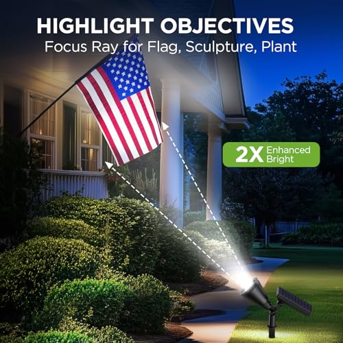 InnoGear Solar Spot Lights Outdoor for Flag Pole - Cool White, Adjustable & Dual Mode