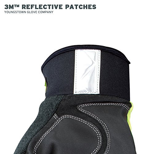 Youngstown Glove Hi-Visibility Waterproof Thinsulate Winter Work Gloves for Men- Windproof, Insulated, Synthetic - Green/Gray