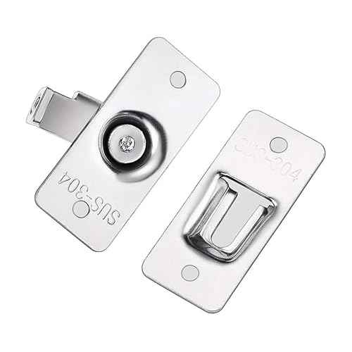 Door Hasp Latch 90 Degree, Stainless Steel Safety Angle Locking Latch for Push/Sliding/Barn Door, Satin Nickel