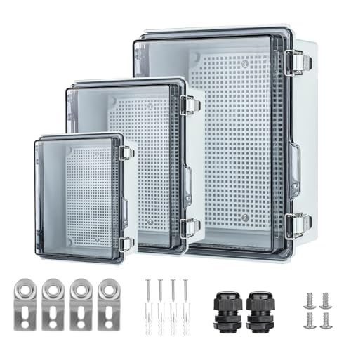 Outdoor Waterproof Electrical Junction Box IP67, Clear Cover, 8.7x6.7x4.3 Inches