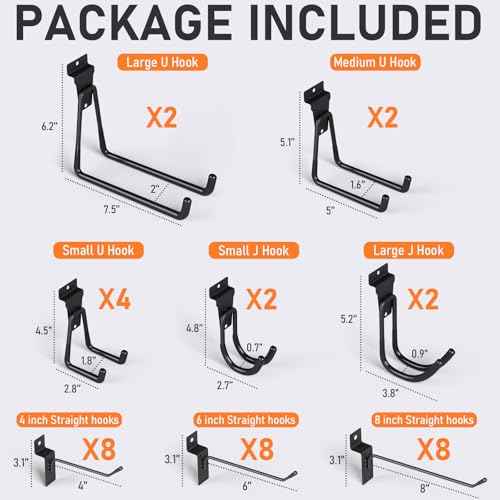 INCLY 36 Pack Heavy Duty Slatwall Hooks, Black Garage Slatwall Panel Accessories Utility Hooks, Slat Wall Hanging Hooks and Hangers for Garages, Sheds, Basements