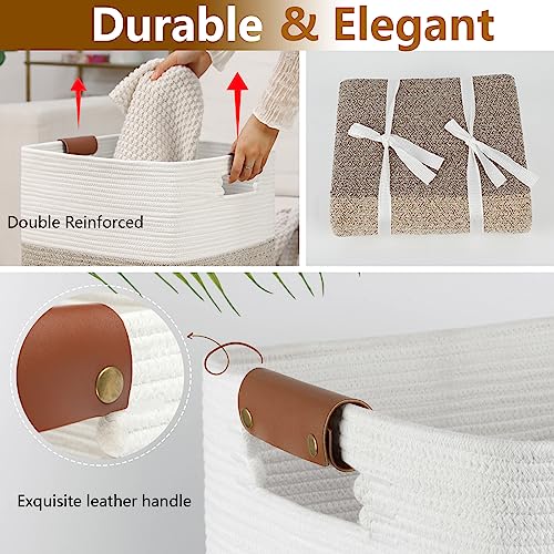 SIXDOVE 96L Extra Large Cotton Rope Laundry Hamper - Gradient Yellow