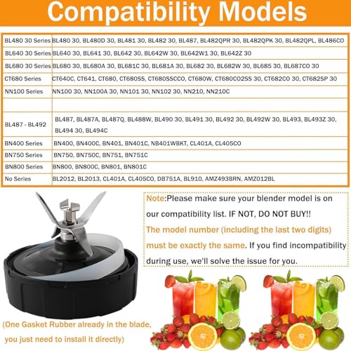 Ninja Blender 7-Fin Replacement Blade 4" Diameter — Compatible with BL480-30, BL640-30, BN751, BN801, NN100-30 & More