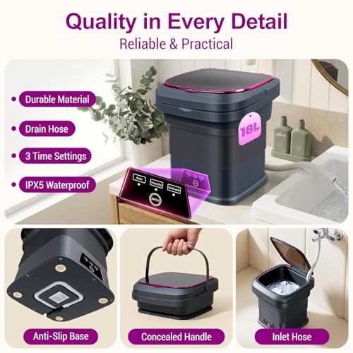 Omosando Portable 18L Foldable Mini Washing Machine with Spinner for Travel & Home