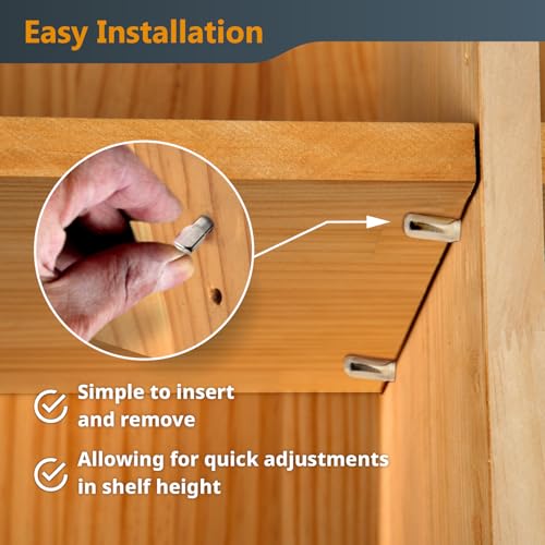 POWERTEC 1/4 Inch Spoon Shelf Pegs Support Pins - Nickel Plated, 100 Pack