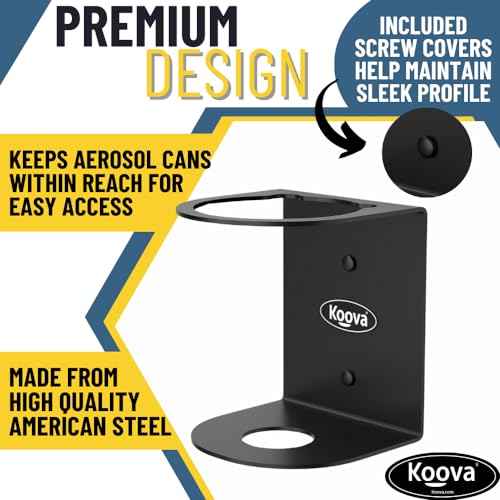 Koova Aerosol Spray Can Holder | Easy Install Wall Mount | Heavy-Duty Powder Coated Steel Storage Rack for Garage & Home | Craft Workspace Paint Bottle Organizer | Hardware Included | USA Made