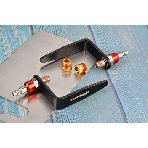 RayMagic Steel Pneumatic Tool Rafter Hook Hanger, Lightweight, Durable,Reusable Metal Organaizer Adjustable Easy Install Hooks with 1/4" Air Tool Swivel Fitting, for Air Nailer, 1-Piece Brass Fitting