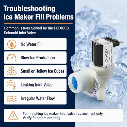 FCD180G Ice Maker Water Inlet Valve 110-127V for Whirlpool/GE/VEVOR