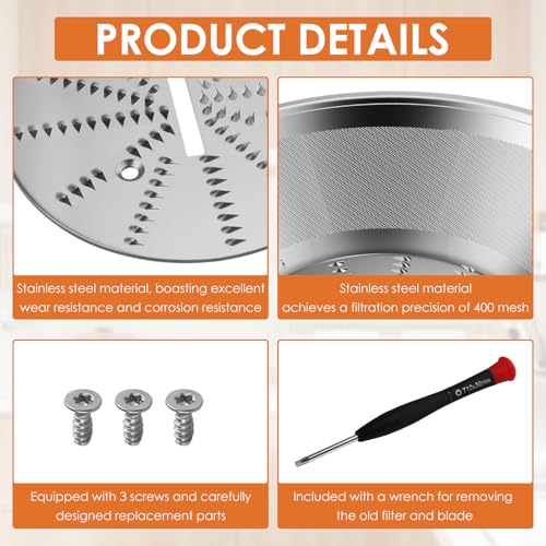 BR-1 Juicer Filter Basket for Breville JE95/JE98/BJE200/BJE510 – 400 Mesh, With Strainer & Screws