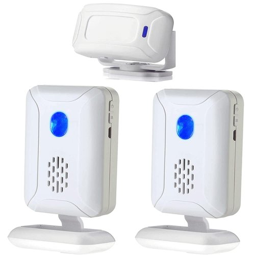 Wireless PIR Motion Sensor Detector Security Alarm Chime,Shop Store Office Home Front Door Entry Welcome Doorbell,Mailbox Alert, Garage Driveway Alarm,with Night Light (2 Receiver and 1 PIR Detectors)