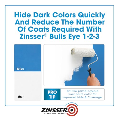 Zinsser Bulls Eye 1-2-3 Water-Based Primer & Sealer, White, Quart