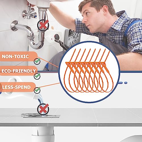 KeyFar 8-Pack 25-Inch Hair Clog Remover Drain Snake with Barbed Hook