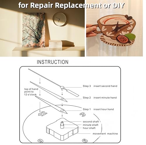 15 Pack Quartz Clock Mechanism Replacement Kit with 16 Pairs of Clock Hands - Silent, Precise, DIY Repair