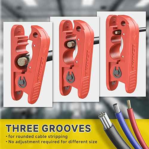iCrimp Round Cable Stripper for AWG 12 to 4/0, Adjustable Cable Jacket Stripper,Wire Stripping Tool with 2 Spare Blade