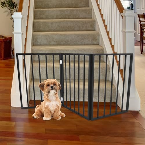 PETMAKER Black 3-Panel Foldable Indoor Dog Gate - 54x24 Inch Freestanding Pet Fence