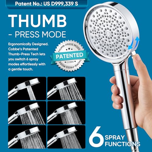 Cobbe Chrome Round Handheld Shower Head with Water Softener Filter - Hard Water Filter Showerhead