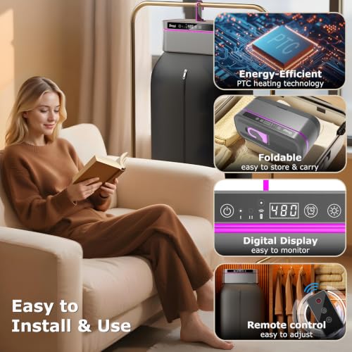 Ljusved 3 in 1 Portable Clothes & Shoe Dryer Dark Gray - Compact Multi-Function Laundry Machine