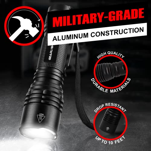 GearLight Black LED Tactical Flashlight - Compact Military-Grade Emergency Torch