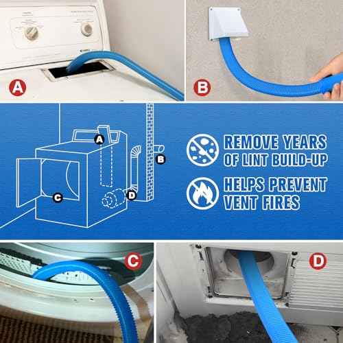 Sealegend Dryer Vent Cleaner Kit Vacuum Hose Attachment Compatible with Most Vacuum Cleaner, Quickly Lint Remover Cleaning Supplies