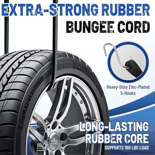 Bungee Cords with Hooks 10 Pack - 10", 15", 21", 31" Heavy Duty Rubber, Includes 2x 10" / 2x 15" / 4x 21" / 2x 31"