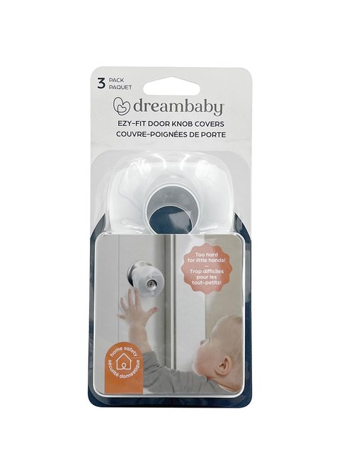 Dreambaby EZY-Fit Door Knob Child Proof Safety Covers - Fits Most Standard Doorknobs - Suitable for Push & Twist Locks - White - 3 Pack - Model L908