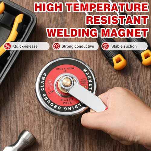 500 Amp Magnetic Welding Ground Clamp ¥Õ3. 34¡± Strong Gripping Quick Release Magnetic Welding Support Clamp Tools for Soldering Cutting Plant Industries Work and Instrument Processing