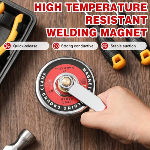 500 Amp Magnetic Welding Ground Clamp ¥Õ3. 34¡± Strong Gripping Quick Release Magnetic Welding Support Clamp Tools for Soldering Cutting Plant Industries Work and Instrument Processing