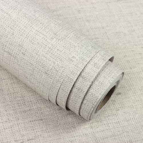 Grasscloth Peel and Stick Wallpaper Beige and Gray Contact Paper 15.7inch x 118.1inch Textured Vintage Faux Linen Contact Paper Self Adhesive Removable Decorative Wallpaper for Cabinets