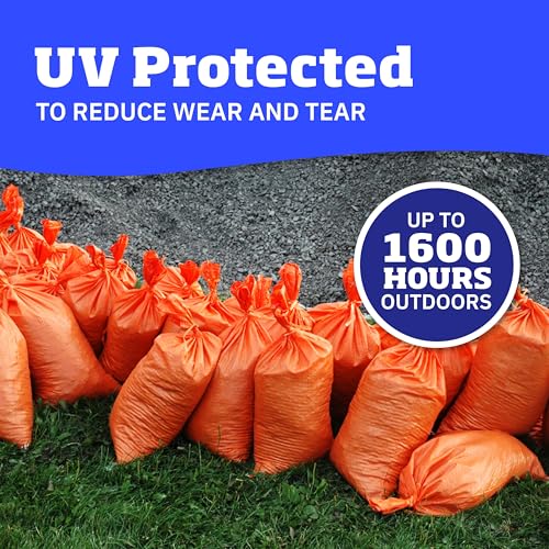 Heavy Duty Sandbags with Ties - 14x26 Orange Flood Barrier Pack of 100