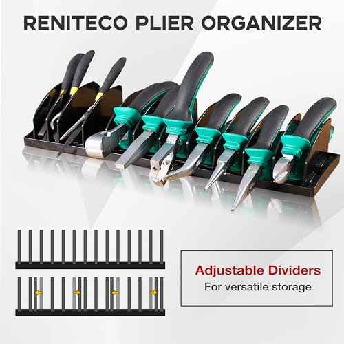 Plier Organizer Black Pliers Holder With Adjustable Dividers Non-Slip Rubber Base for Customizable Versatile Plier Set Storage Rack
