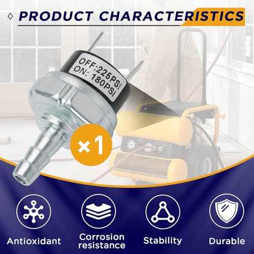 180-225 PSI Air Compressor Pressure Switch for Dewalt D55146 - Micro Pressure Power Switch Compatible with D55146 Type 8 4.5 Gallon D55168 D55167 - AB-9063290