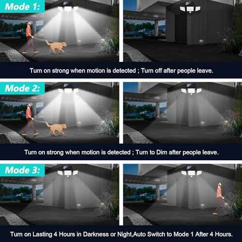 Tuffenough Solar Outdoor Lights 2500LM 210 LED Security Lights with Remote Control,3 Heads Motion Sensor Lights, IP65 Waterproof,270¡Æ Wide Angle Flood Wall Lights with 3 Modes(2 Packs)