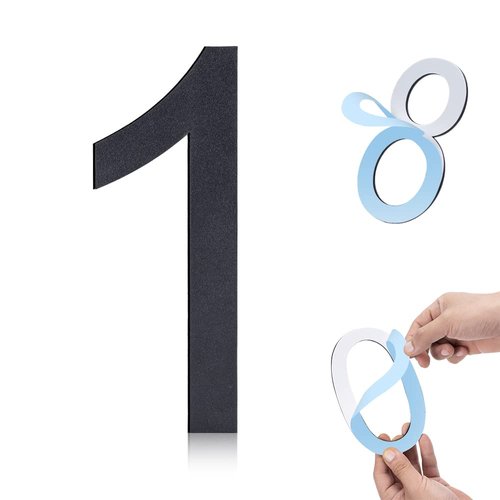 6 Inch Self-adhesive House Numbers,Stainless Steel House Number for Outside,Big Modern House Numbers, Garden Door Address Numbers for House, 911 Visibility Signage (1)