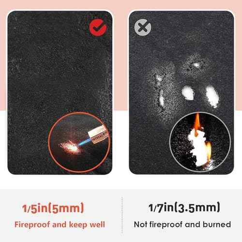 40'' x 40'' Welding Blanket Fireproof, 1/5"(5mm) Thickened Heat Resistant Mat, Flame Retardant Carbon Felt Wick, Fire Resistant Insulation Blanket, Heat Shield for Soldering, Stove, Firepit, Grill