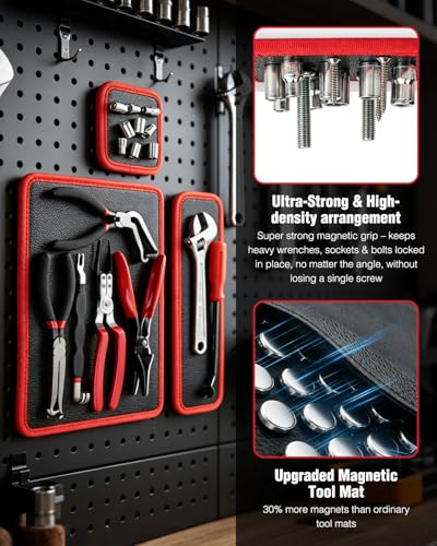 3 Pcs Flexible Magnetic Tool Mats Set – 40LB Ultra-Strong Grip, PVC, Anti-Slip