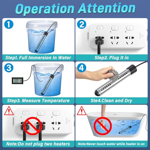 2000W Portable Electric Water Heater with LCD Thermometer for Home & Camping