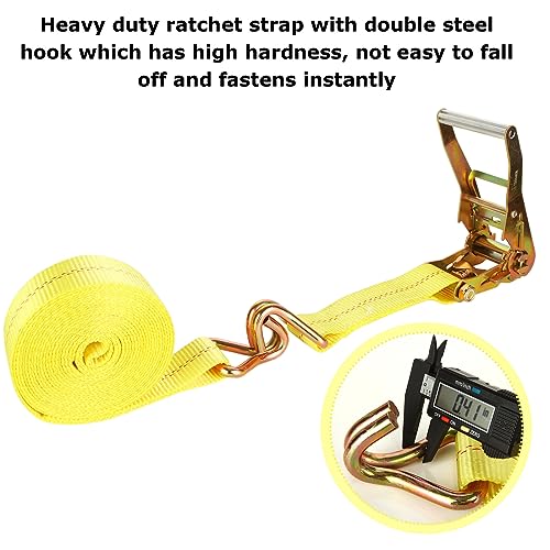 LISHINE Heavy Duty 2 Inch x 20ft Ratchet Straps with Double J Hooks, 10000 LBS Break Strength
