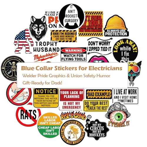 Funny Hard Hat Stickers for Adults, 198 PCS Blue Collar Stickers for Men, Vinyl Waterproof Sticker for Welding Helmets, Toolboxes | Blue Collar Gifts for Electricians, Mechanics, Welders & More